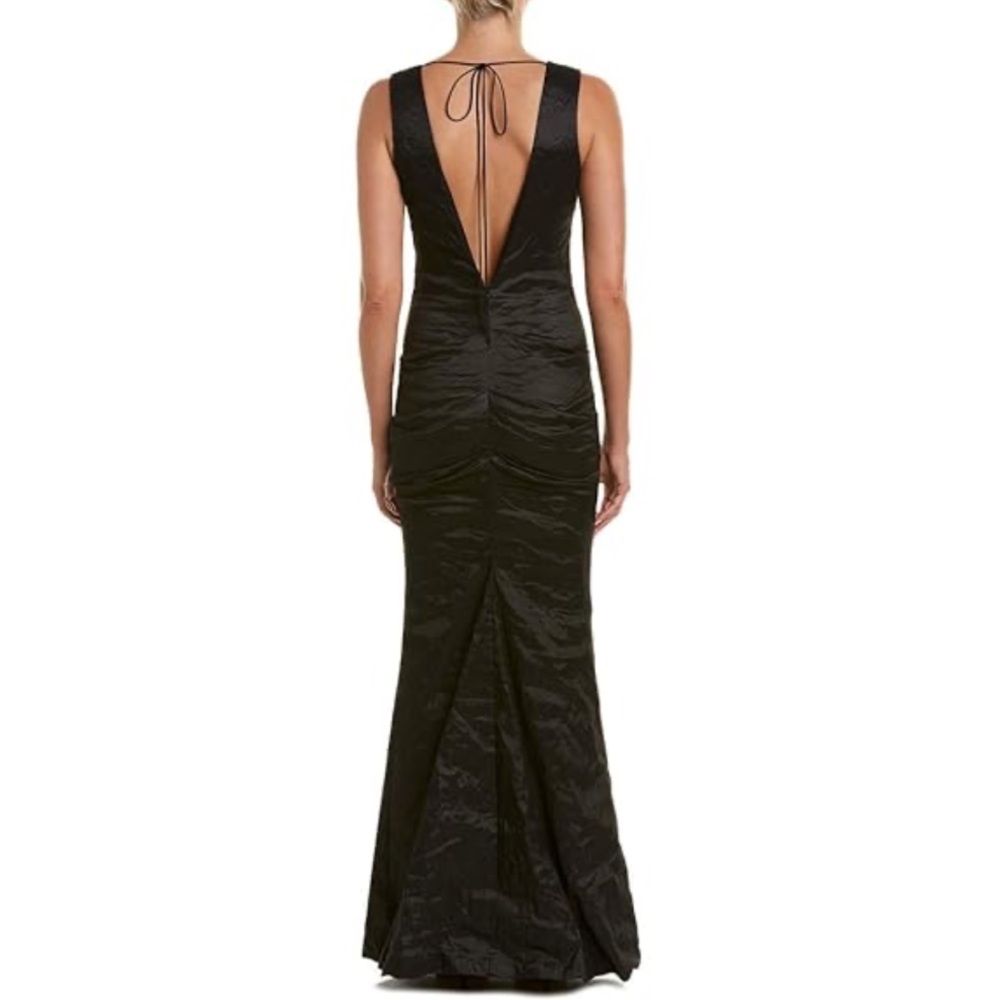 Nicole Miller Techno Metal Plunge Gown